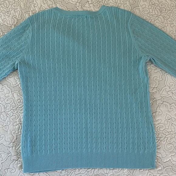 Studio Works Light Blue Cable Knit Women’s V-Neck Pullover Sweater Size Large - Picture 4 of 11